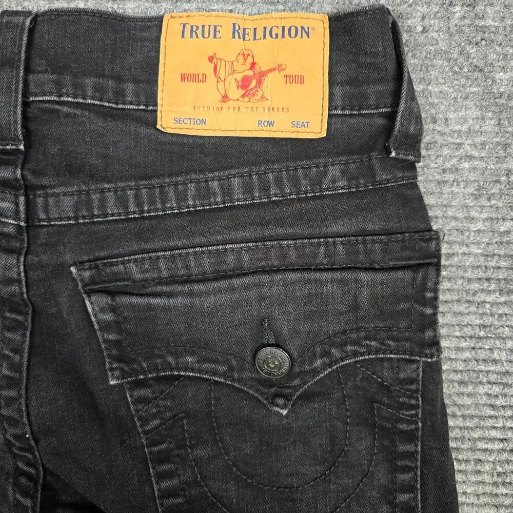 True Religion Ricky Flap SN Jeans Mens 32x32 Rinse Black Relaxed Straight Denim